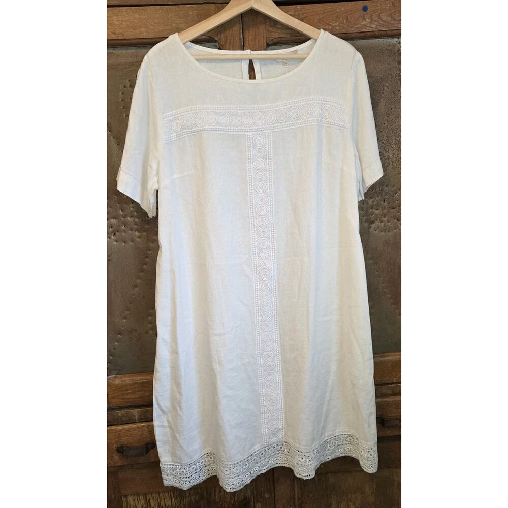 Womens Linen Blend Dress Size 22 Lined Summer Lightweight White NWT Plus Size